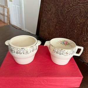 Vintage American Limoges Triumph Rosalie Creamer & Sugar Bowl Set w/o Lid